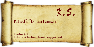 Klaáb Salamon névjegykártya